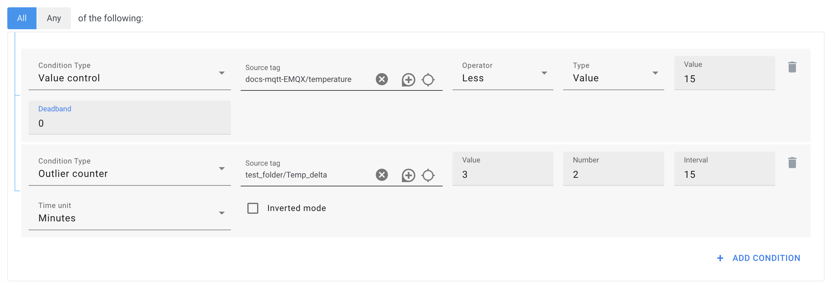 Complex condition setup