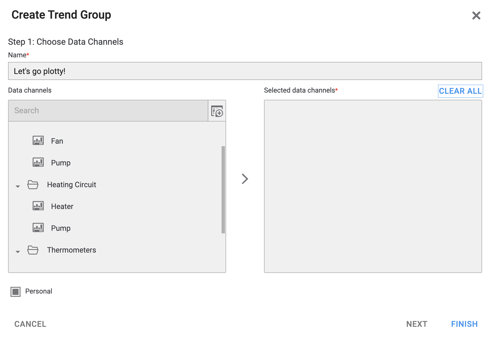 Data channels preselected