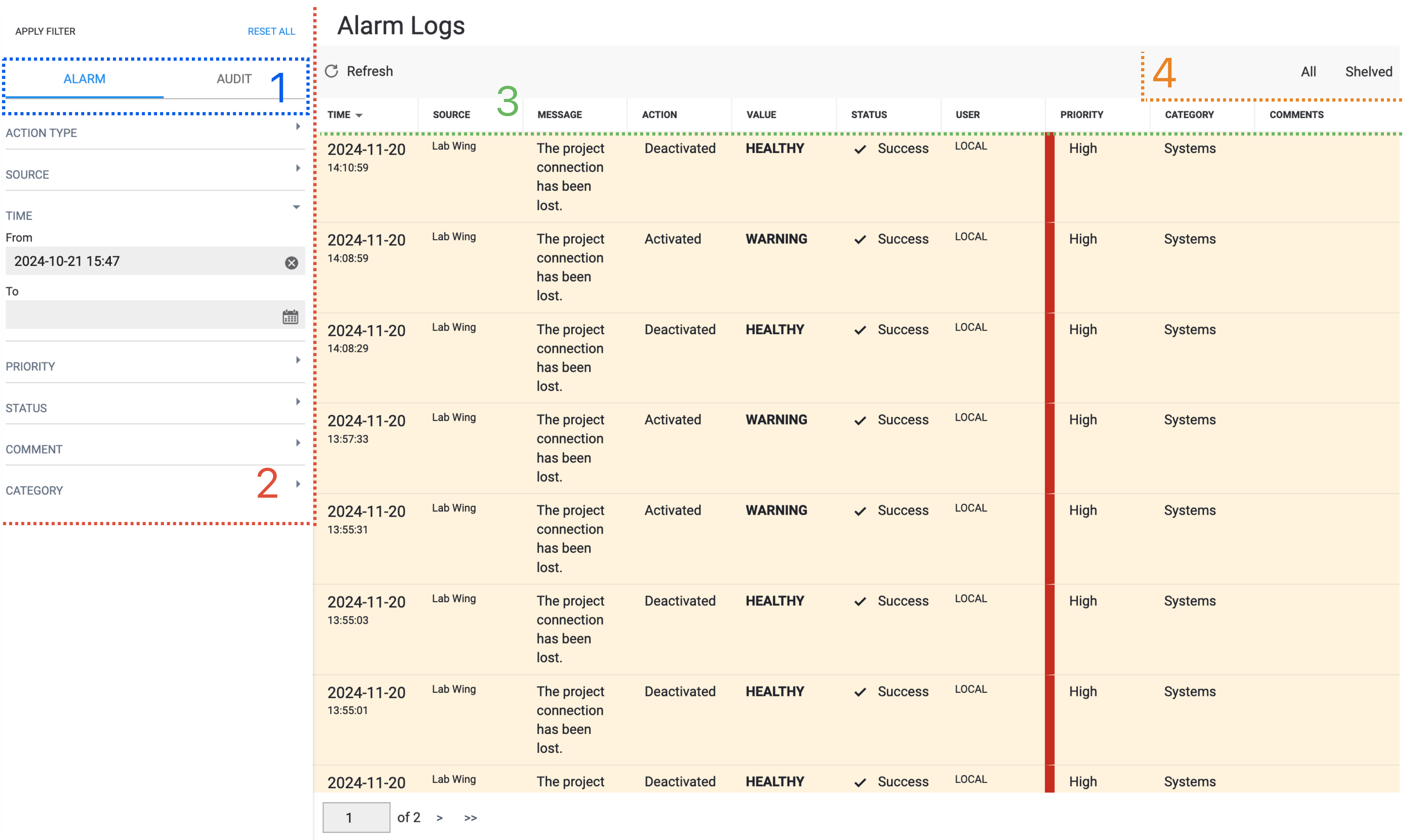 Log viewer with highlights