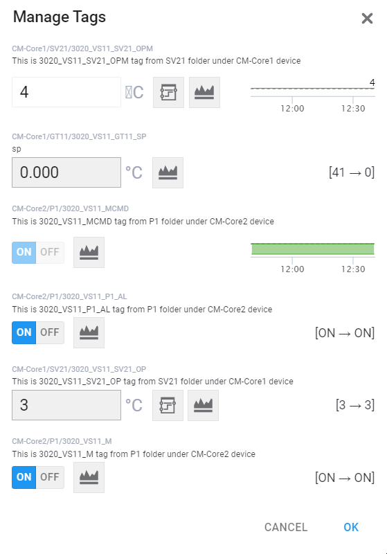 Manage Tags dialog