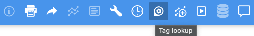 Tag lookup icon in the header toolbar